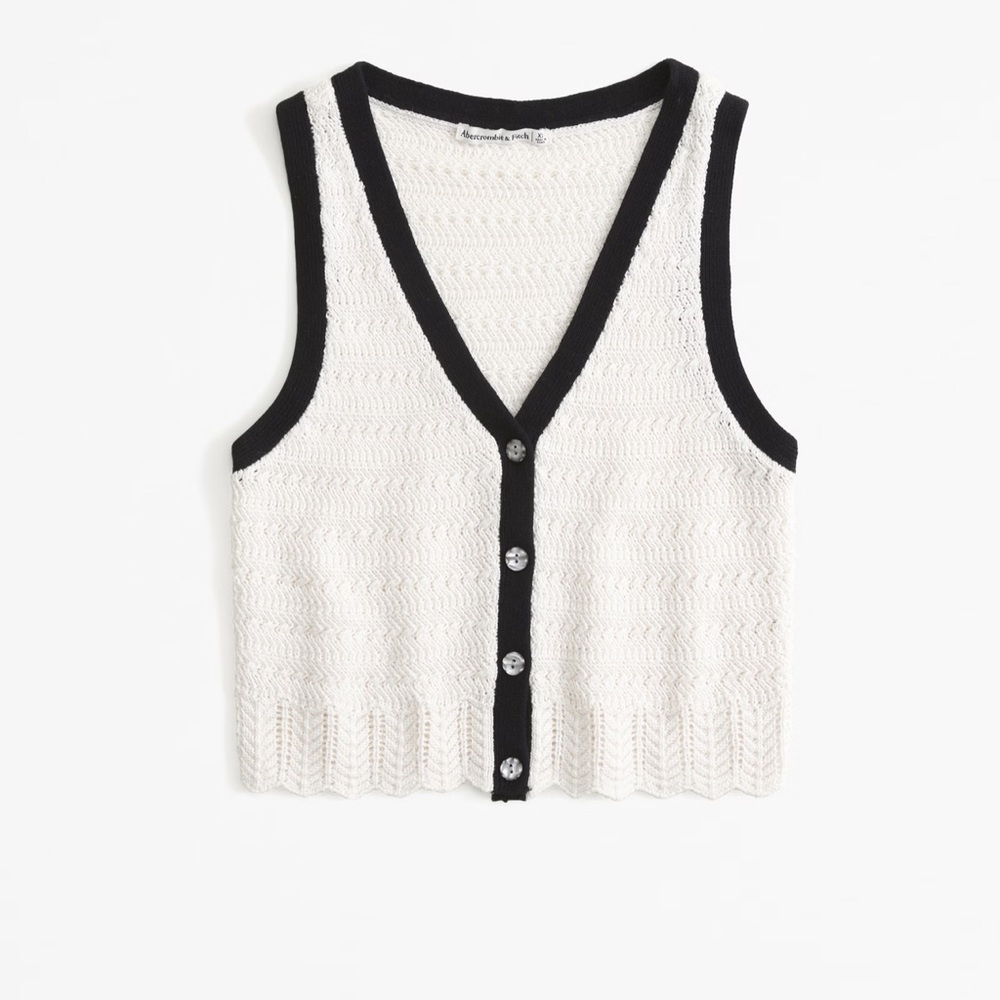 Abercrombie & Fitch Women's Black & White Knit Vest Top Size S. NWT